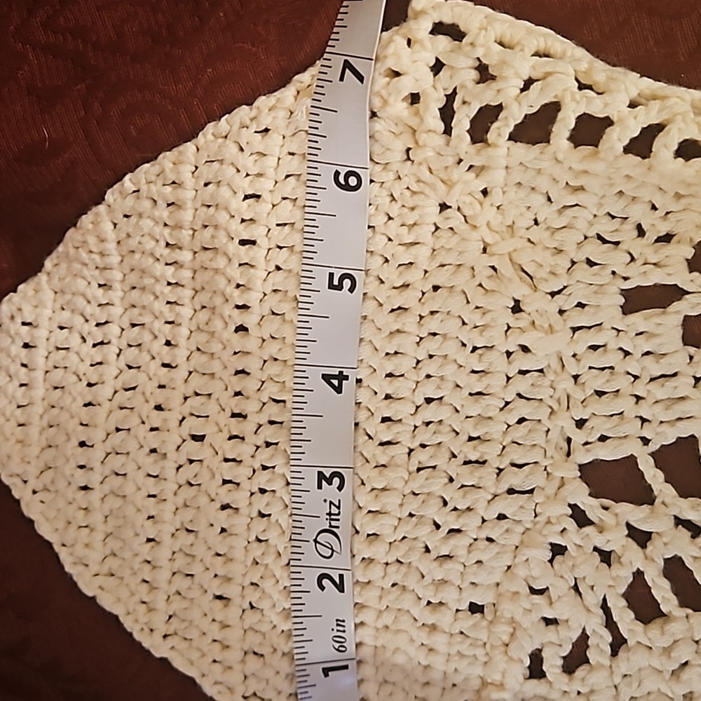 Hand Crafted Crochet Crop-Top Handmade Floral pattern Swim cover-up Cream #752 - Picture 15 of 17